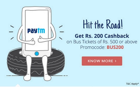India Desire : Paytm BUS200 Offer:Get Rs. 200 Cashback on Rs. 500 Or Above Bus Ticket Booking From Paytm Use Paytm Promo-BUS200